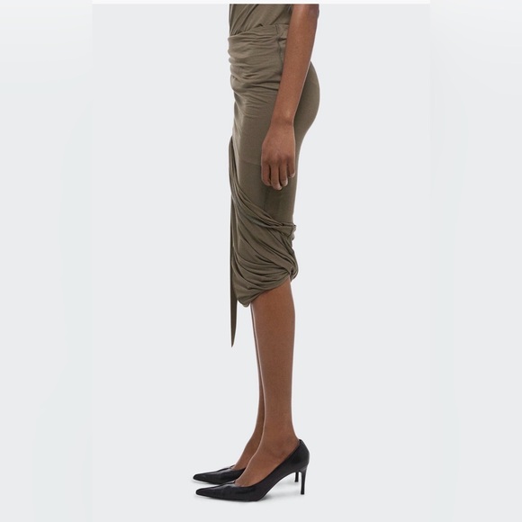 Helmut Lang Olive Wind Jersey Skirt, XL - Picture 5 of 8